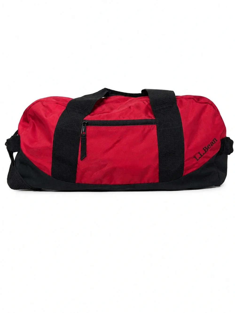 L.L. Bean Vintage Medium Adventure Duffle Bag Red Black Nylon Travel Weekender